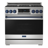 RSG36-BLU - Gordon Ramsay by THOR Kitchen 36 Inch Professional Gas Range with Tilt Panel Touch Control in Stainless Steel/Navy Blue