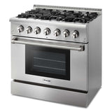 HRD3606ULP - 36 Inch Professional Dual Fuel LP Range in Stainless Steel